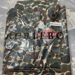 BURLEBO Camo Button-Down Shirt in Green Brown Tan